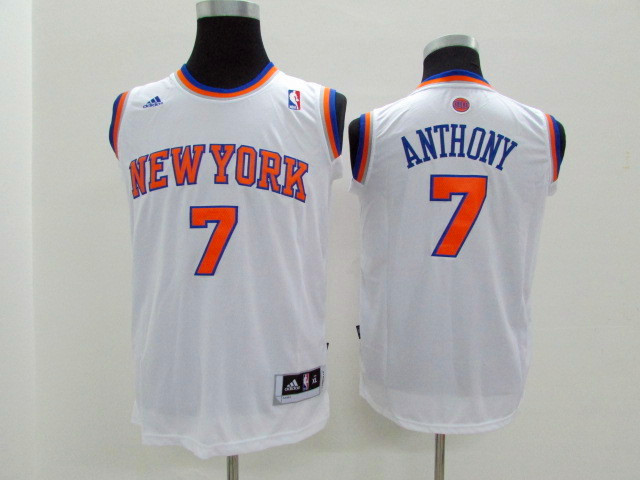 Adidas NBA New York Knicks Youth #7 Anthony white  jerseys->youth nba jersey->Youth Jersey